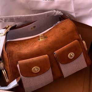Coach Turnlock Haversack Bag | Warm Brown Suede | Coach Originals NWT